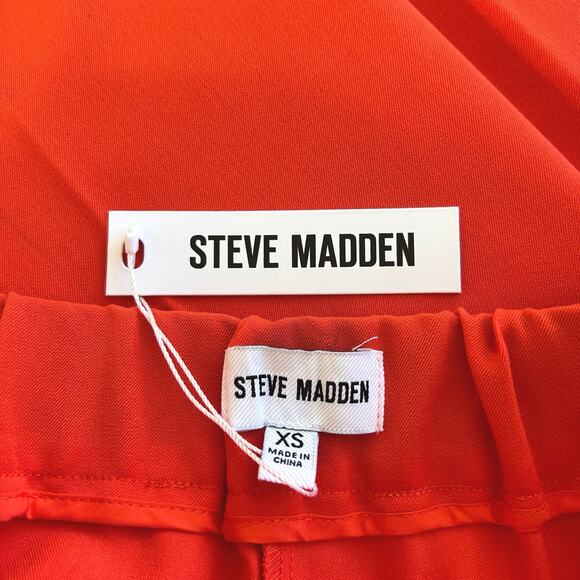 Steve Madden Pleated Front Trouser Wide Leg Pants High Rise Pumpkin Spice Orange - Picture 8 of 9